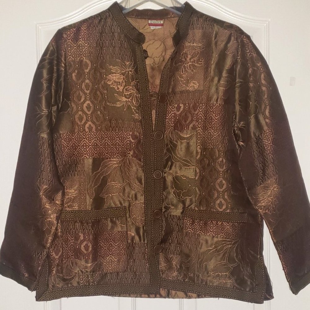 Tudor Court Haband Blazer Jacket Womens Medium Mixed Print Boho Vintage Tapestry
